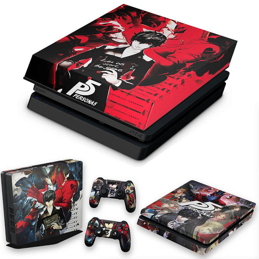 KIT Capa Anti Poeira e Skin Anti-Rage PS4 Slim - Persona 5