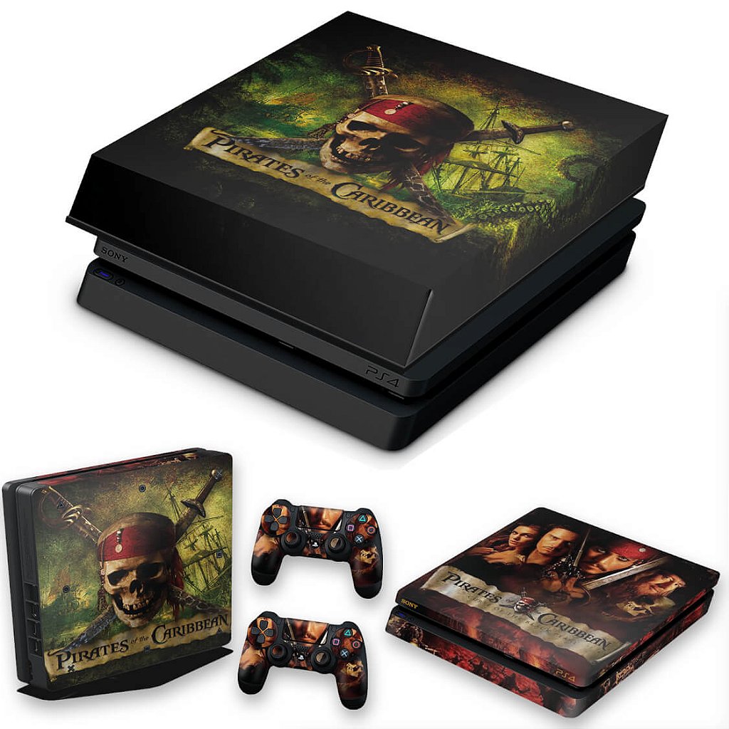 KIT Capa Anti Poeira e Skin Anti-Rage PS4 Slim - Piratas Do Caribe