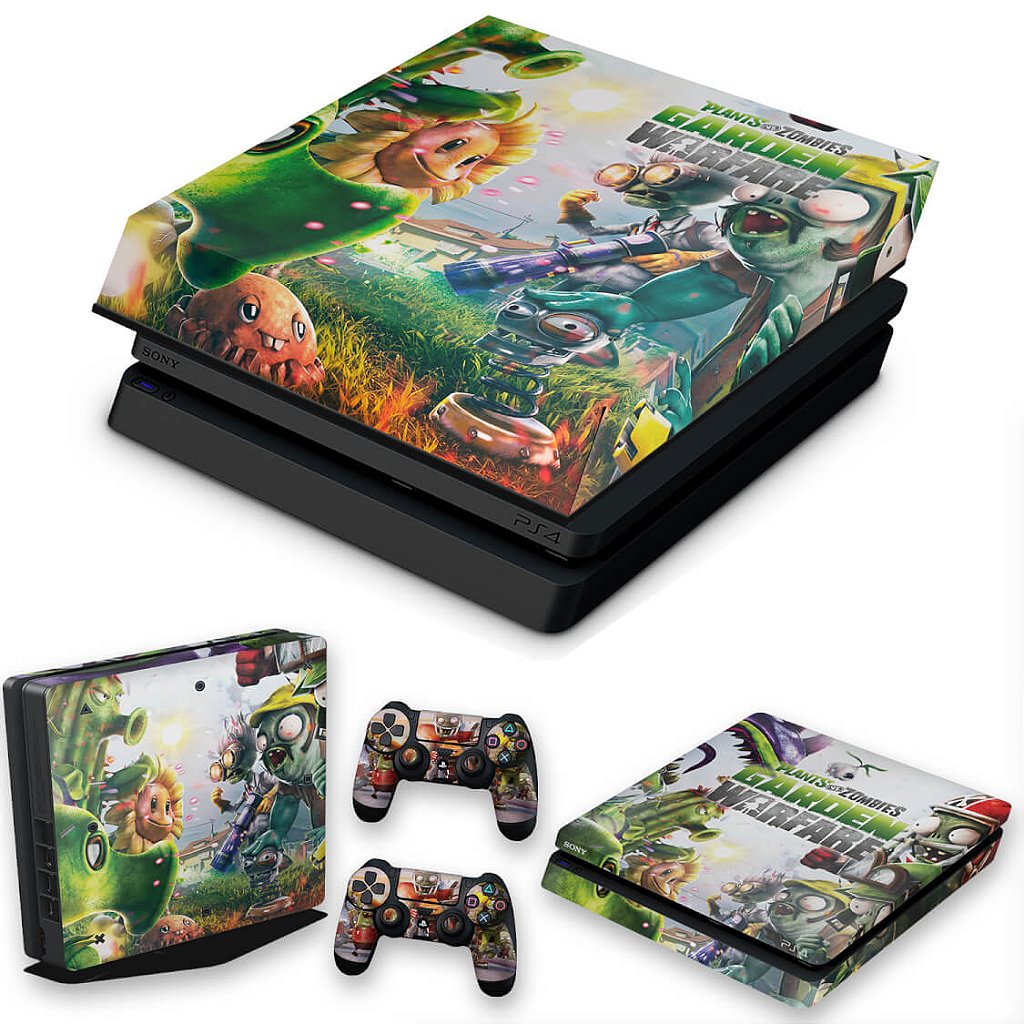KIT Capa Anti Poeira e Skin Anti-Rage PS4 Slim - Plants Vs Zombies Garden Warfare