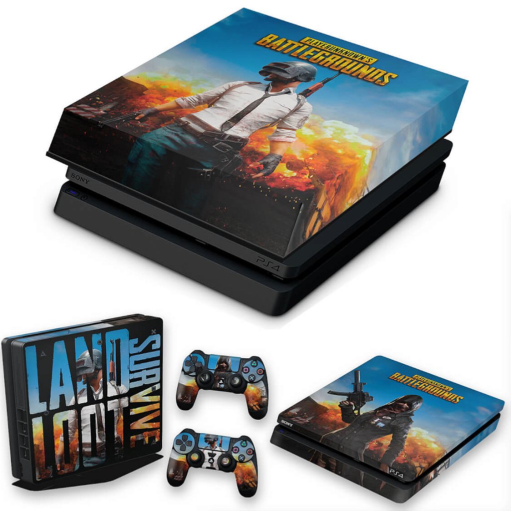 KIT Capa Anti Poeira e Skin Anti-Rage PS4 Slim - Players Unknown Battlegrounds Pubg