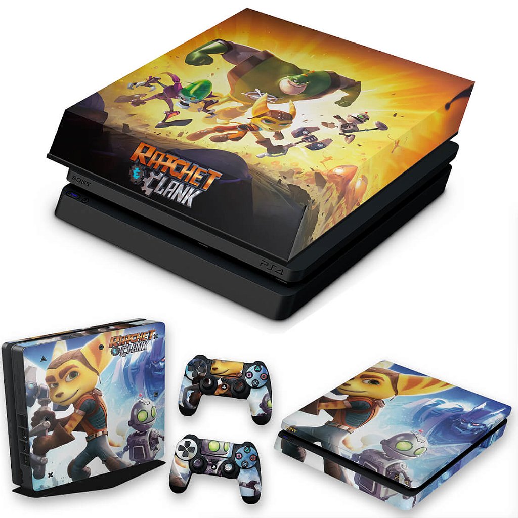 KIT Capa Anti Poeira e Skin Anti-Rage PS4 Slim - Ratchet & Clank