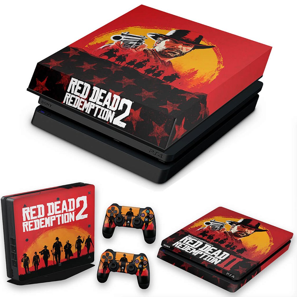 KIT Capa Anti Poeira e Skin Anti-Rage PS4 Slim - Red Dead Redemption 2