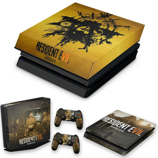 KIT Capa Anti Poeira e Skin Anti-Rage PS4 Slim - Resident Evil 7: Biohazard