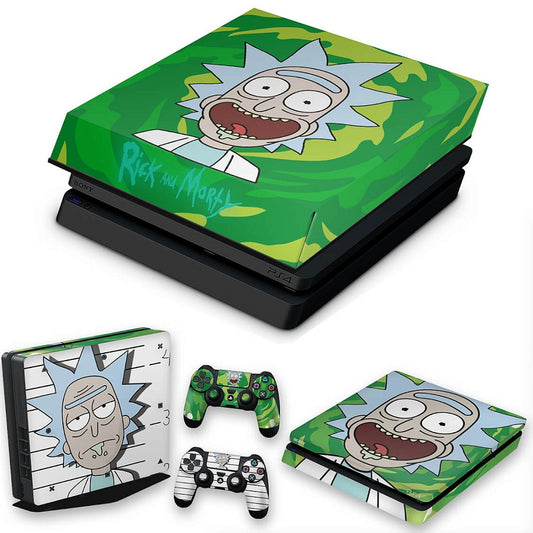 KIT PS4 Slim Skin Anti-Rage e Capa Anti Poeira - Rick Rick And Morty