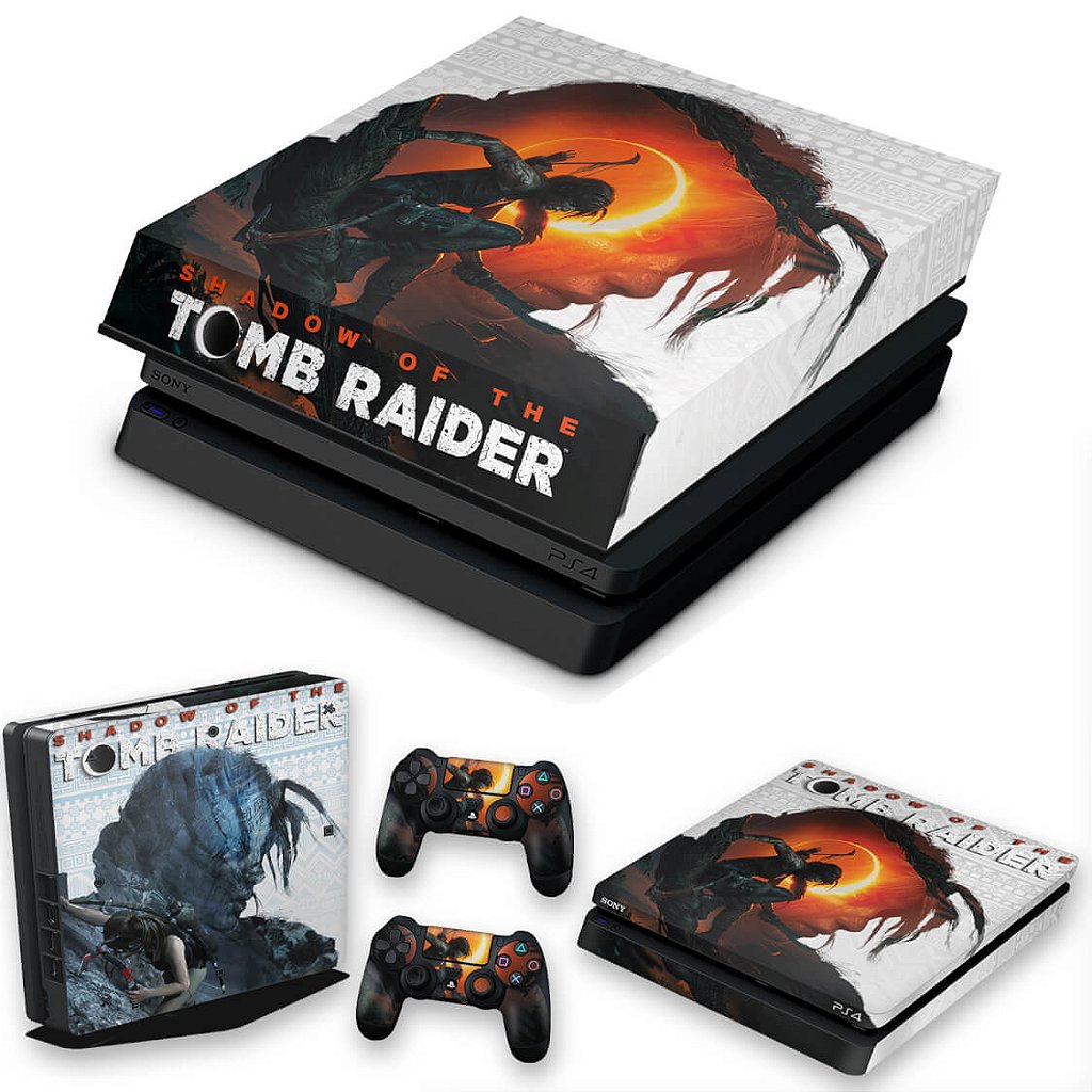 KIT Capa Anti Poeira e Skin Anti-Rage PS4 Slim - Shadow Of The Tomb Raider