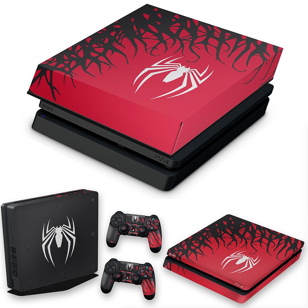 KIT Capa Anti Poeira e Skin Anti-Rage PS4 Slim - Spider-Man Homem Aranha 2 Edition