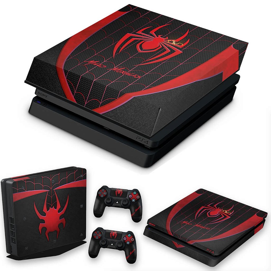 KIT Capa Anti Poeira e Skin Anti-Rage PS4 Slim - Spider-Man: Miles Morales
