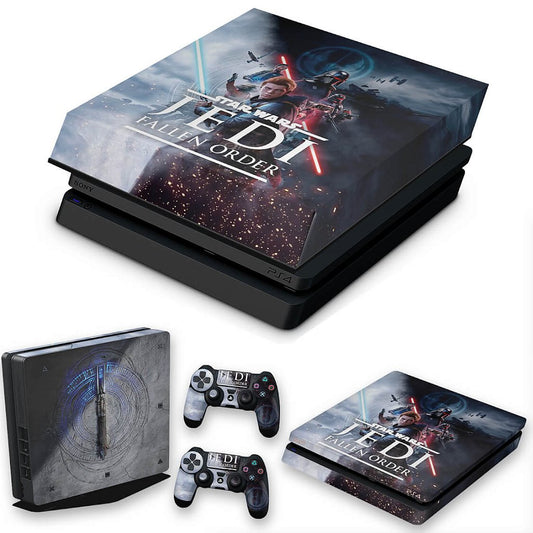 KIT PS4 Slim Skin Anti-Rage e Capa Anti Poeira - Star Wars Jedi Fallen Order
