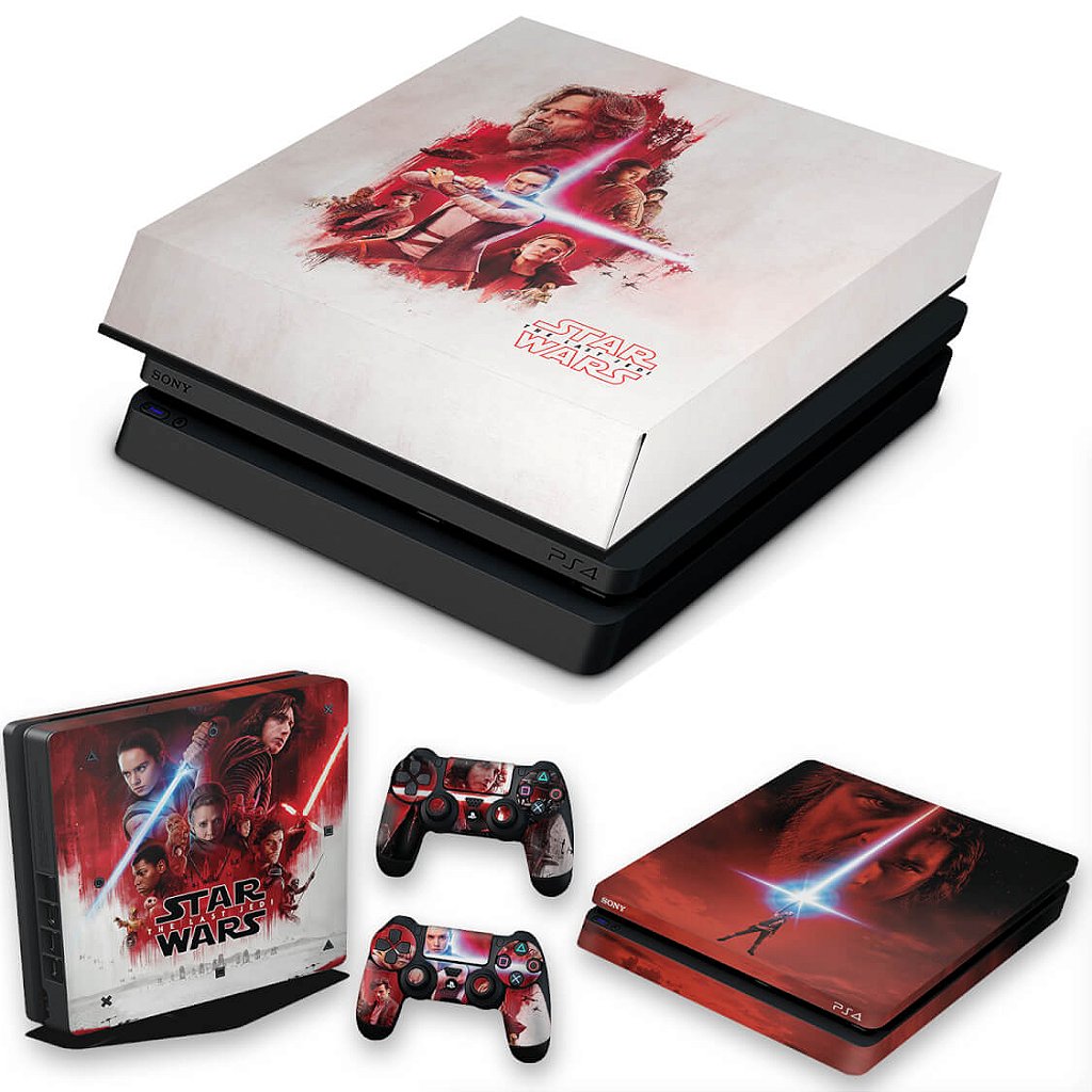 KIT Capa Anti Poeira e Skin Anti-Rage PS4 Slim - Star Wars The Last Jedi