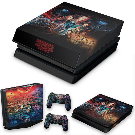 KIT PS4 Slim Skin Anti-Rage e Capa Anti Poeira - Stranger Things
