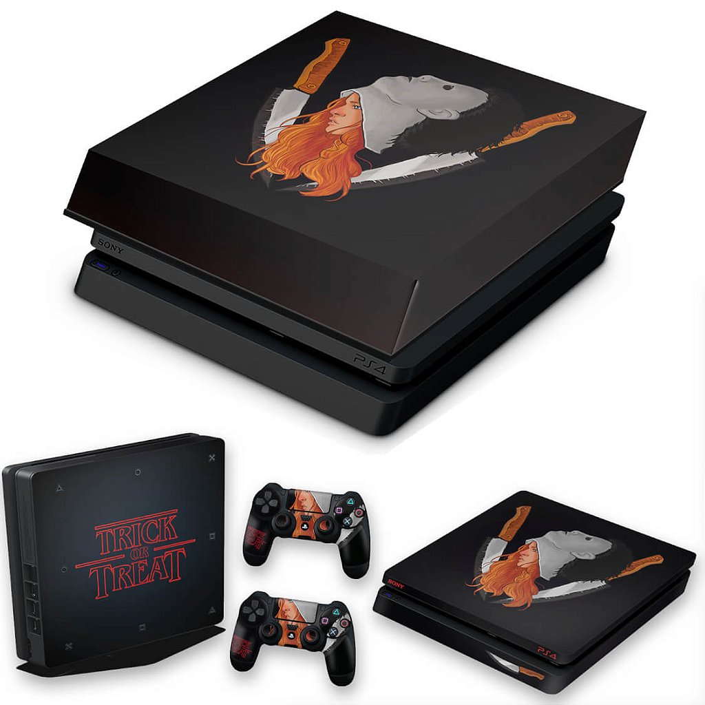 KIT Capa Anti Poeira e Skin Anti-Rage PS4 Slim - Stranger Things Max