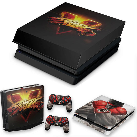 KIT Capa Anti Poeira e Skin Anti-Rage PS4 Slim - Street Fighter V