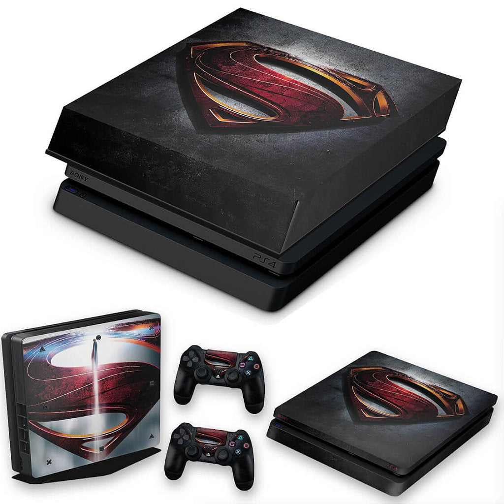 KIT Capa Anti Poeira e Skin Anti-Rage PS4 Slim - Superman - Super Homem