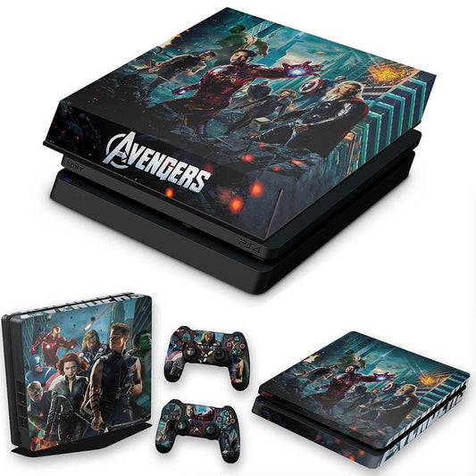 KIT Capa Anti Poeira e Skin Anti-Rage PS4 Slim - The Avengers - Os Vingadores