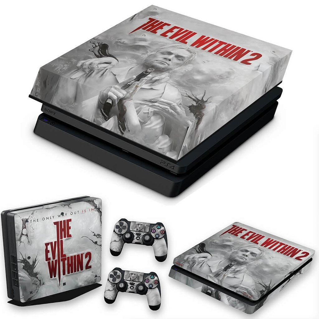 KIT Capa Anti Poeira e Skin Anti-Rage PS4 Slim - The Evil Within 2
