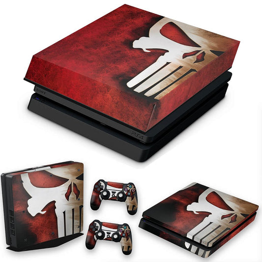 KIT Capa Anti Poeira e Skin Anti-Rage PS4 Slim - The Punisher Justiceiro