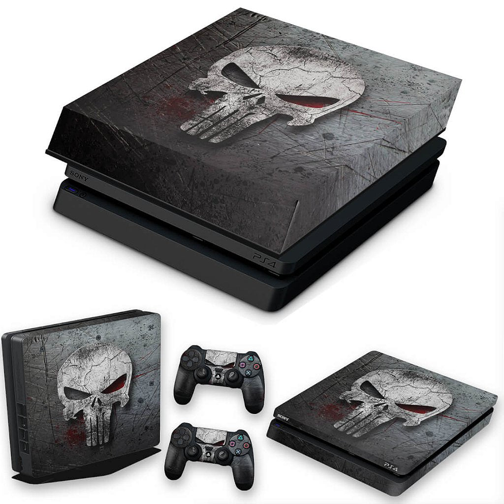 KIT Capa Anti Poeira e Skin Anti-Rage PS4 Slim - The Punisher Justiceiro #B
