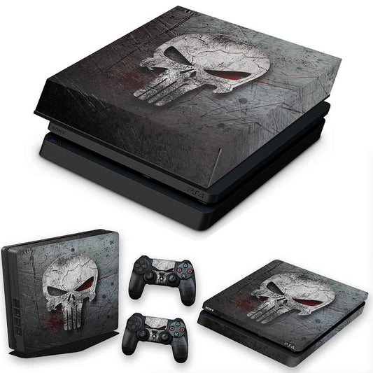 KIT Capa Anti Poeira e Skin Anti-Rage PS4 Slim - The Punisher Justiceiro #B