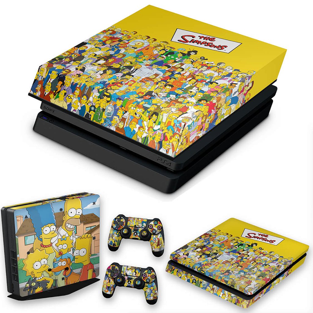 KIT Capa Anti Poeira e Skin Anti-Rage PS4 Slim - The Simpsons