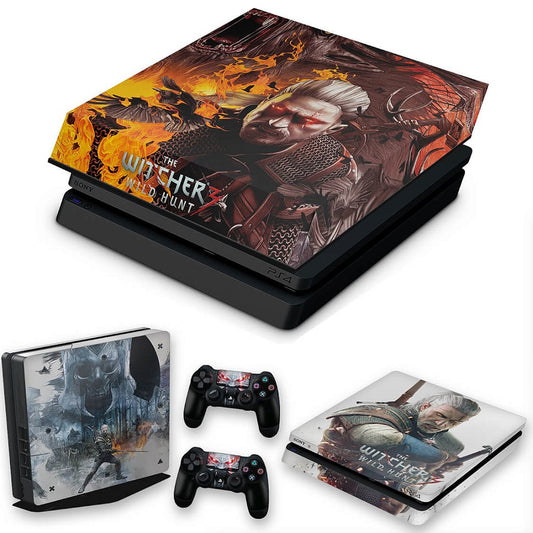KIT Capa Anti Poeira e Skin Anti-Rage PS4 Slim - The Witcher #B