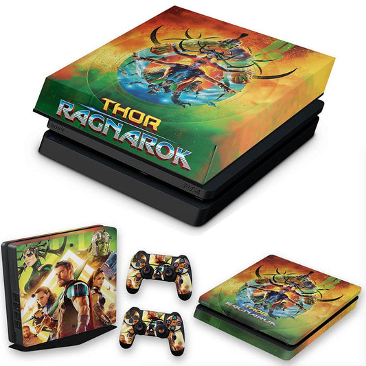 KIT Capa Anti Poeira e Skin Anti-Rage PS4 Slim - Thor Ragnarok