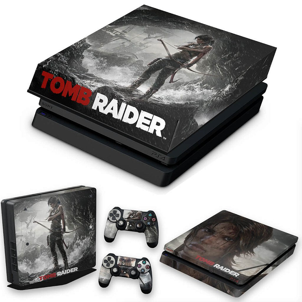 KIT Capa Anti Poeira e Skin Anti-Rage PS4 Slim - Tomb Raider