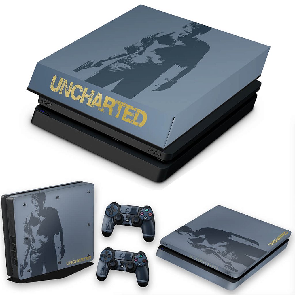 KIT Capa Anti Poeira e Skin Anti-Rage PS4 Slim - Uncharted 4 Limited Edition