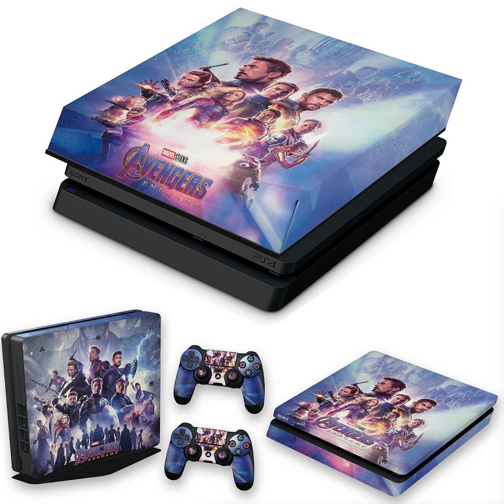 KIT Capa Anti Poeira e Skin Anti-Rage PS4 Slim - Vingadores Ultimato Endgame
