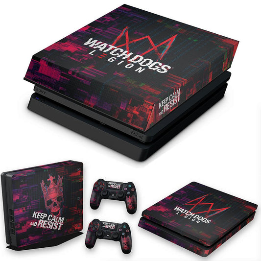 KIT PS4 Slim Skin Anti-Rage e Capa Anti Poeira - Watch Dogs Legion