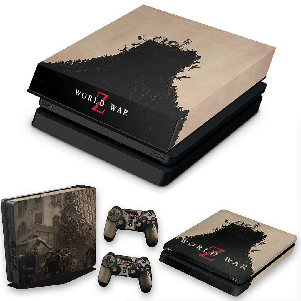 KIT Capa Anti Poeira e Skin Anti-Rage PS4 Slim - World War Z