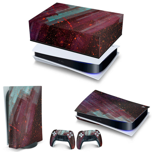 KIT Capa Anti Poeira e Skin Anti-Rage PS5 Fat Horizontal - Abstrato #100