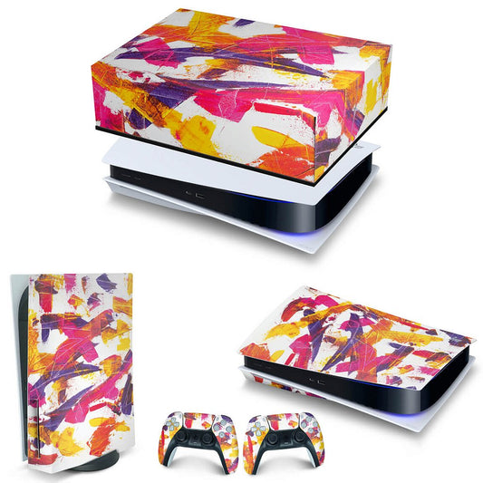 KIT Capa Anti Poeira e Skin Anti-Rage PS5 Fat Horizontal - Abstrato #103