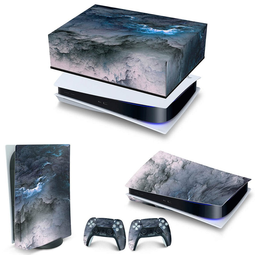 KIT Capa Anti Poeira e Skin Anti-Rage PS5 Fat Horizontal - Abstrato #91