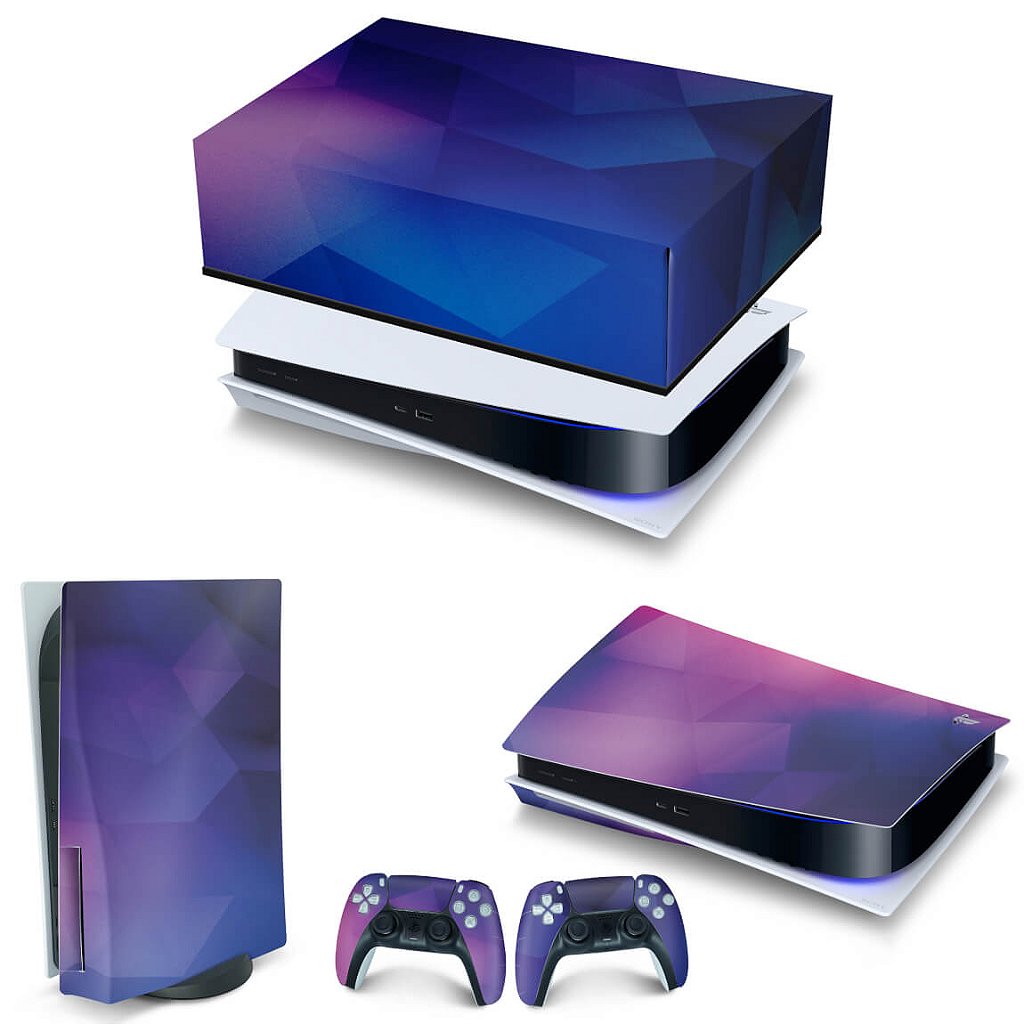 KIT Capa Anti Poeira e Skin Anti-Rage PS5 Fat Horizontal - Abstrato #92