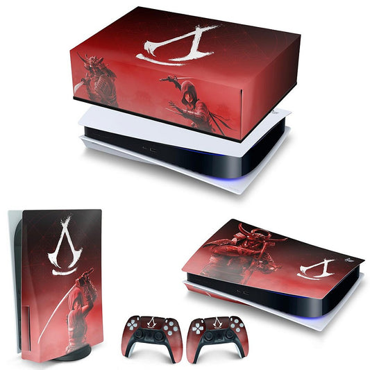 KIT Capa Anti Poeira e Skin Anti-Rage PS5 Fat Horizontal - Assassin's Creed Shadows