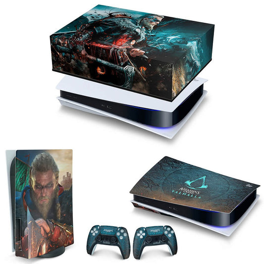 KIT Capa Anti Poeira e Skin Anti-Rage PS5 Fat Horizontal - Assassin's Creed Valhalla