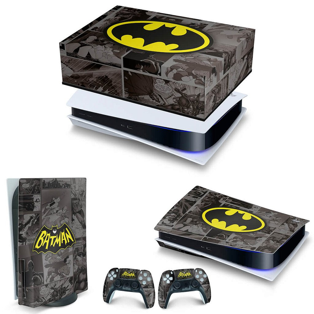 KIT Capa Anti Poeira e Skin Anti-Rage PS5 Fat Horizontal - Batman Comics
