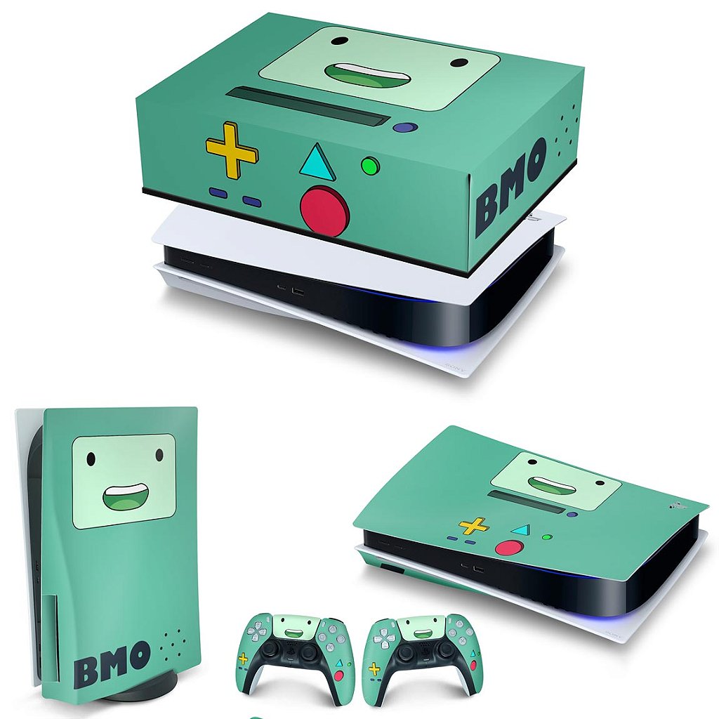 KIT Capa Anti Poeira e Skin Anti-Rage PS5 Fat Horizontal - BMO Hora de Aventura - Pop Arte Skins