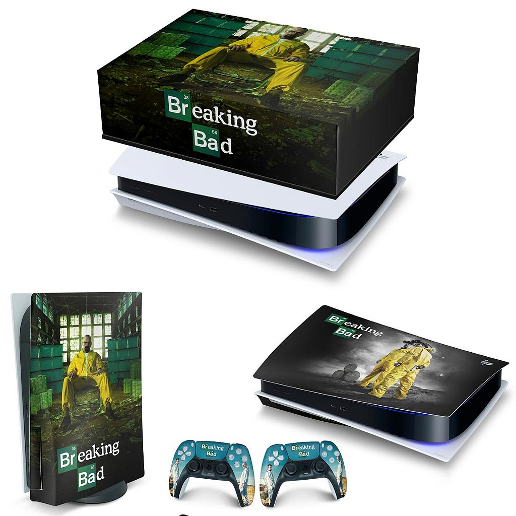 KIT Capa Anti Poeira e Skin Anti-Rage PS5 Fat Horizontal - Breaking Bad - Pop Arte Skins