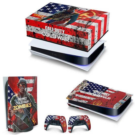 KIT Capa Anti Poeira e Skin Anti-Rage PS5 Fat Horizontal - Call Of Duty Cold War