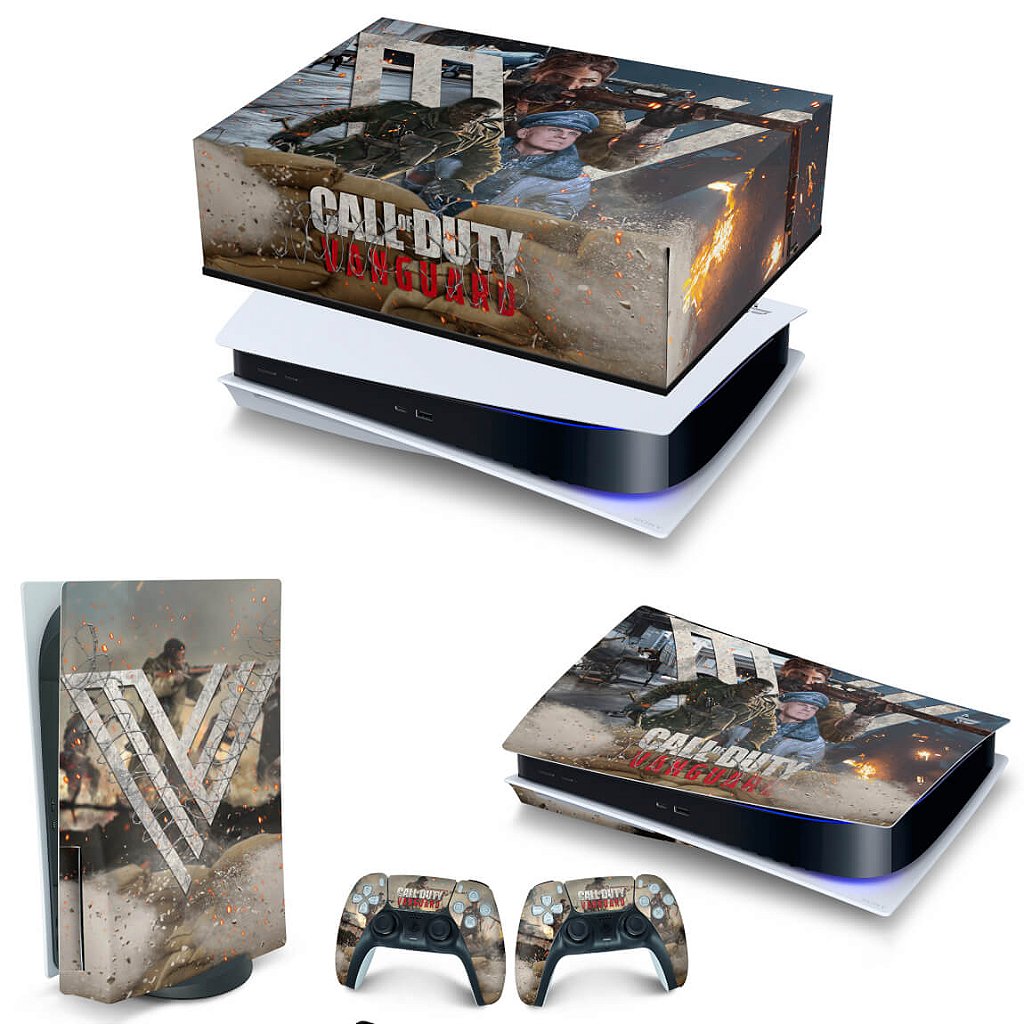 KIT Capa Anti Poeira e Skin Anti-Rage PS5 Fat Horizontal - Call of Duty Vanguard
