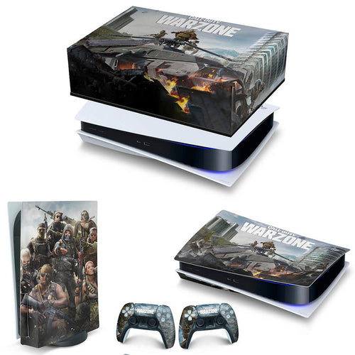 KIT Capa Anti Poeira e Skin Anti-Rage PS5 Fat Horizontal - Call of Duty Warzone
