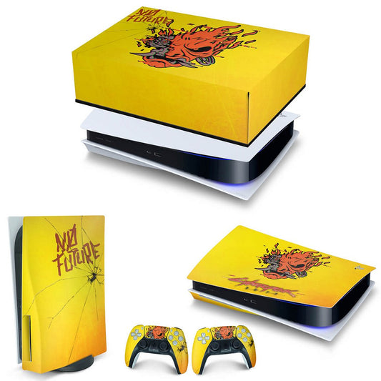 KIT Capa Anti Poeira e Skin Anti-Rage PS5 Fat Horizontal - Cyberpunk 2077