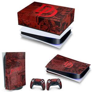 KIT Capa Anti Poeira e Skin Anti-Rage PS5 Fat Horizontal - Daredevil Demolidor Comics - Pop Arte Skins