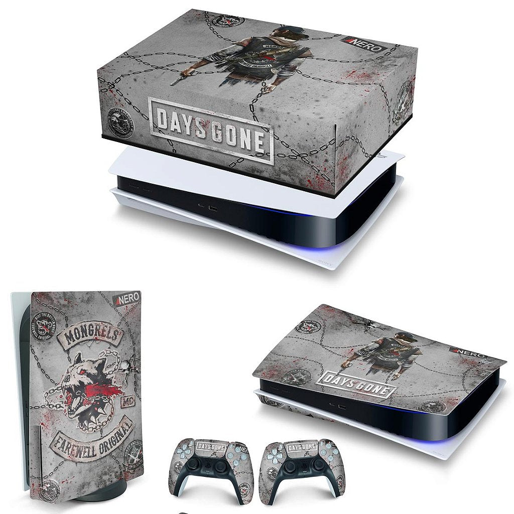 KIT Capa Anti Poeira e Skin Anti-Rage PS5 Fat Horizontal - Days Gone