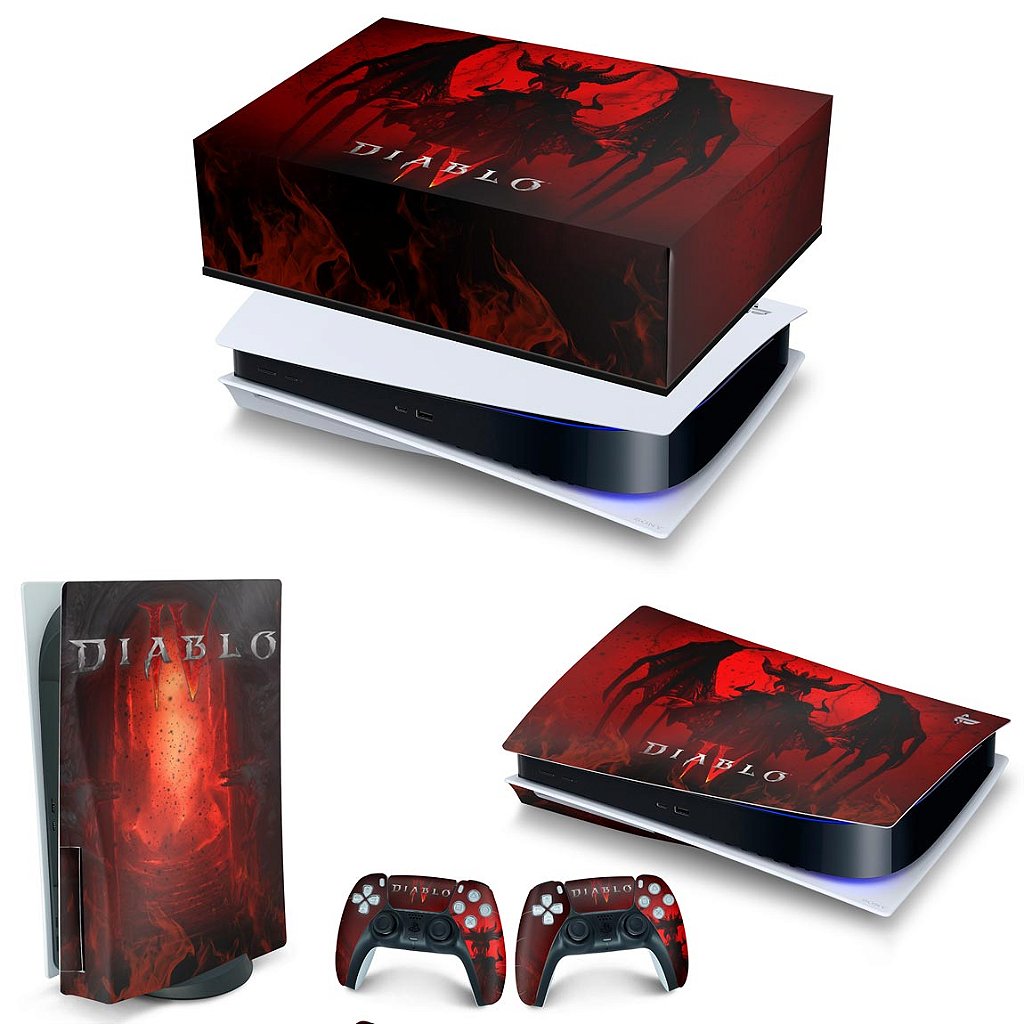 KIT Capa Anti Poeira e Skin Anti-Rage PS5 Fat Horizontal - Diablo IV 4