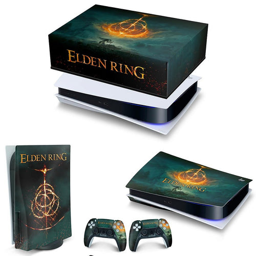 KIT Capa Anti Poeira e Skin Anti-Rage PS5 Fat Horizontal - Elden Ring