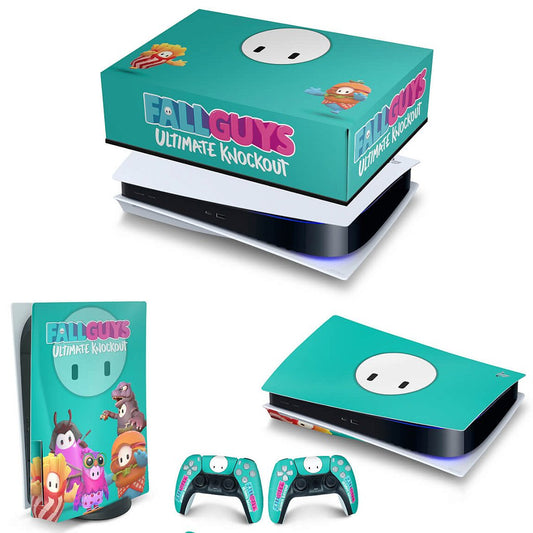 KIT Capa Anti Poeira e Skin Anti-Rage PS5 Fat Horizontal - Fall Guys