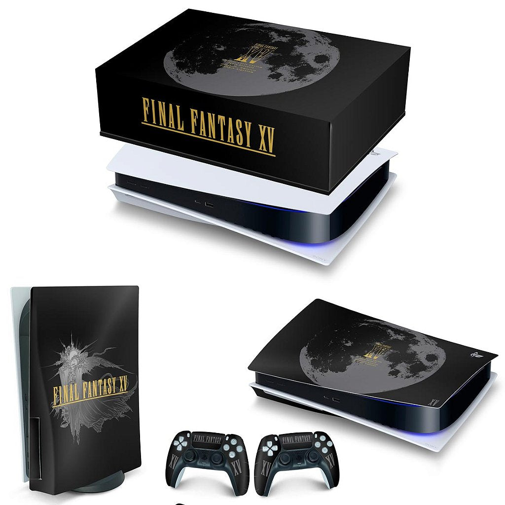 KIT Capa Anti Poeira e Skin Anti-Rage PS5 Fat Horizontal - Final Fantasy XV Bundle - Pop Arte Skins