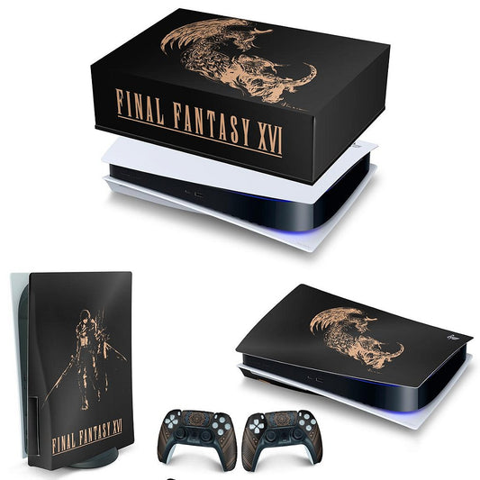 KIT Capa Anti Poeira e Skin Anti-Rage PS5 Fat Horizontal - Final Fantasy XVI Edition